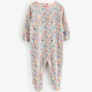 Lilac Purple Cath Kidston Floral Baby 100% Cotton Sleepsuits (2)