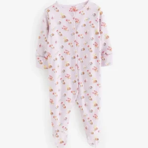 Lilac Purple Cath Kidston Floral Baby 100% Cotton Sleepsuits (3)